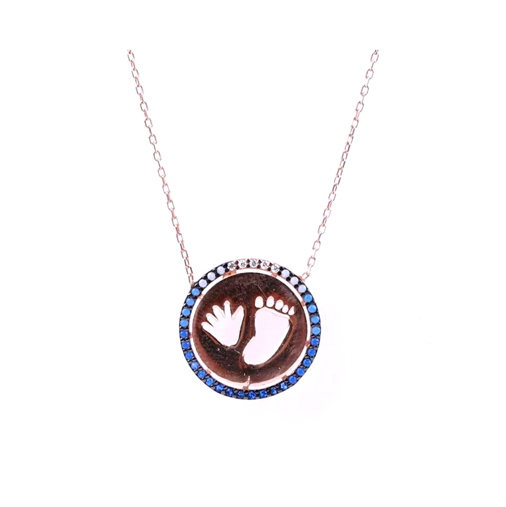 Rise gold Baby boy birth necklace 16" adjustable